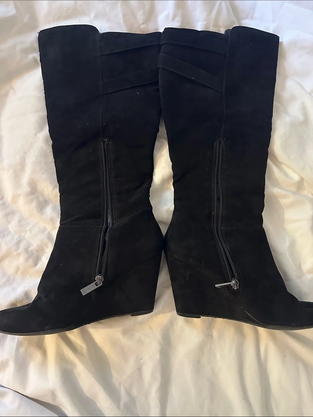 Jessica Simpson Black Suede Over-the-Knee Wedge Boots